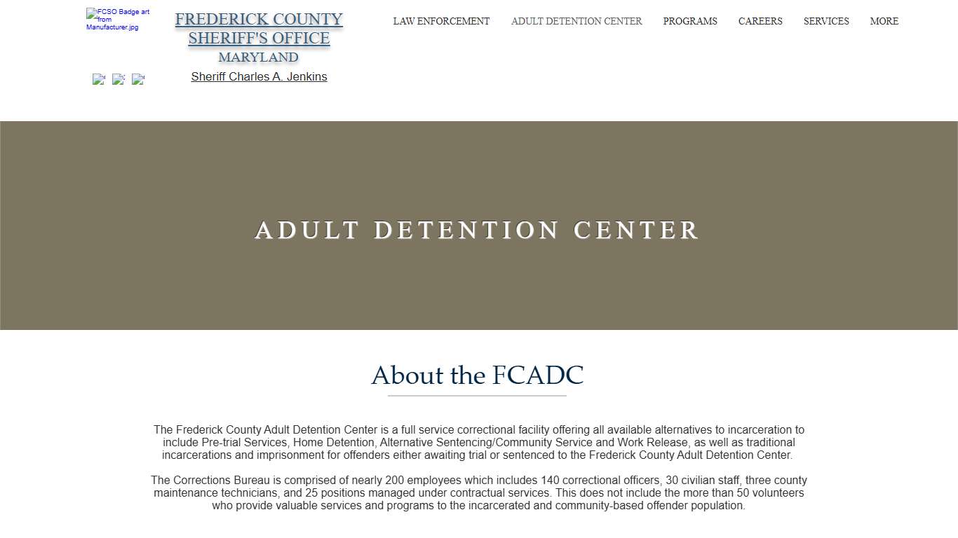 Frederick County Sheriff's Office, MD | Adult Detention Center